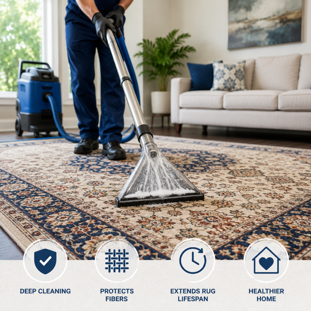 Deep cleaning the rug for a fresh home